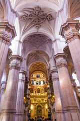 Basilica Stone Columns Stained Glass Cathedral Andalusia Granada