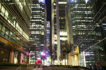 LONDON, CANARY WHARF UK - APRIL 4, 2014 Canary Wharf square view