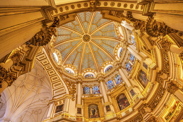 Obraz premium Basilica Dome Stained Glass Cathedral Andalusia Granada Spain