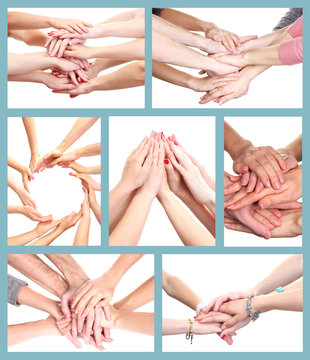 Collage of young people's hands