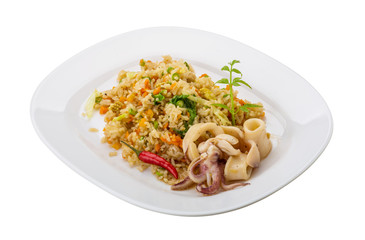 Fried rice with calamari