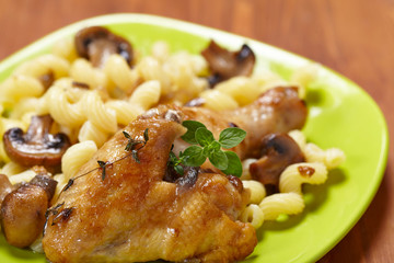 Roasted chicken with pasta