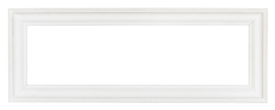 wide white panoramic wooden picture frame