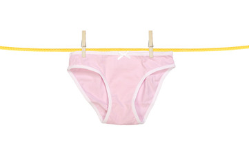 underpants hanging isolated on a white