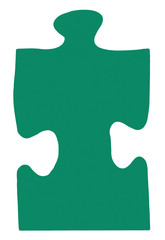 one green piece of jigsaw puzzle