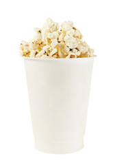 White cup full of popcorn