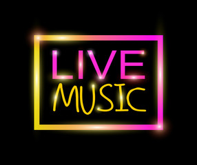 Live music colorful neon vector