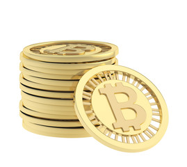 Stack of bitcoin currency coins