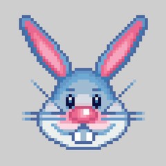 easter rabbit head pixel art style vector - 63830638