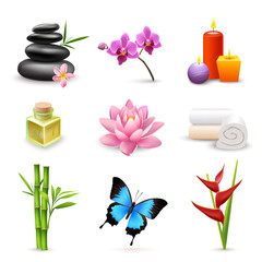 Realistic spa icons