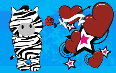 zebra cute cartoon rose valentine card