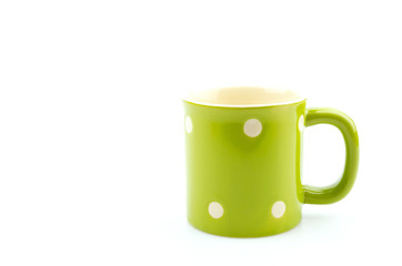Green mug isolated white background