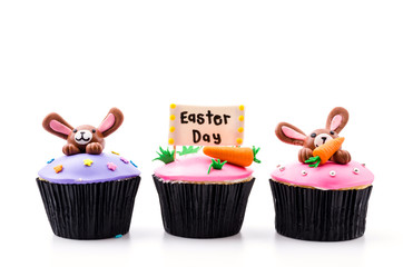 Easter cupcakes isolated white background