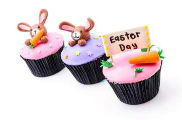 Easter cupcakes isolated white background
