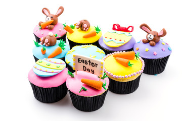 Easter cupcakes isolated white background