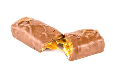Chocolate bar isolated white background