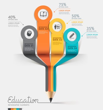 Education pencil Infographics step option. Vector illustration.