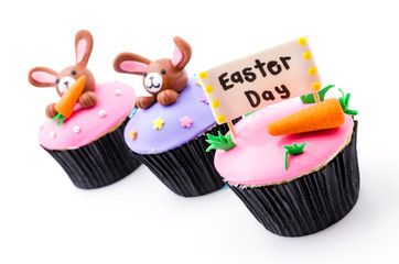 Easter cupcakes isolated white background