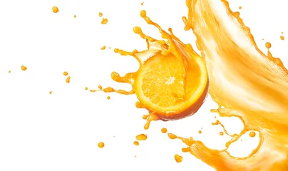 Afwasbaar Fotobehang Sap spatten sinaasappelsap