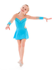 Fototapeta premium child girl doing fitness exercises