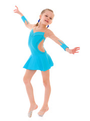 Fototapeta premium child girl doing fitness exercises