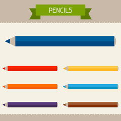 Pencils colored templates for your design in flat style.