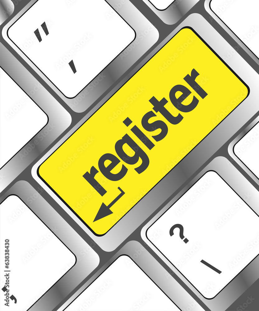 Poster closeup of register key in a modern keyboard