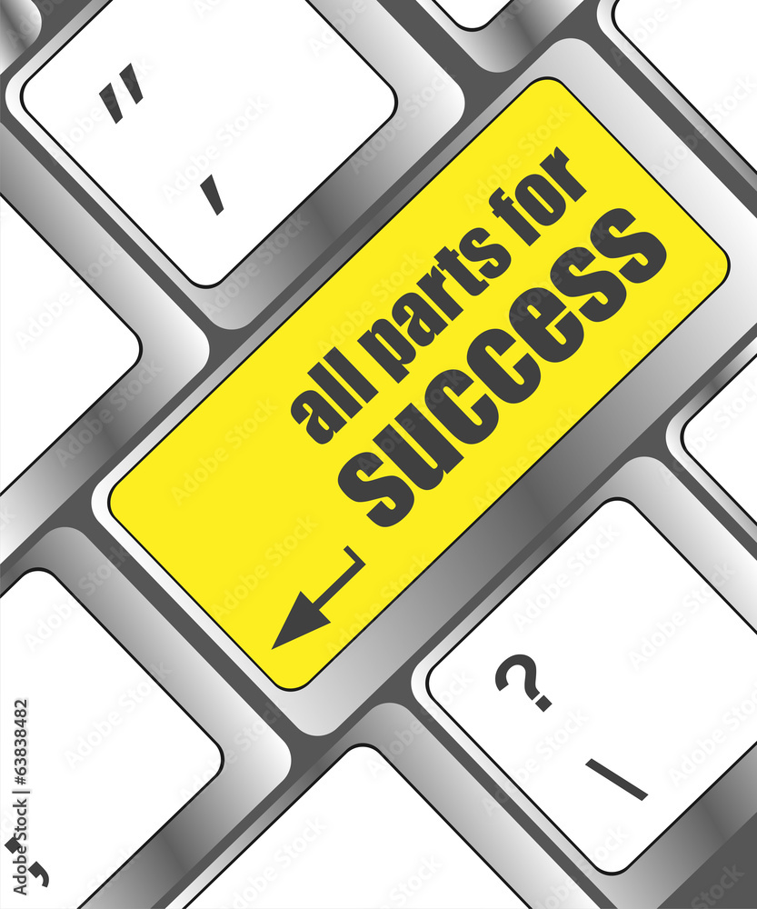 Poster all parts for success button on computer keyboard key