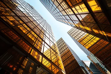 Fotobehang Reflective office building exterior, Hong Kong © Stripped Pixel