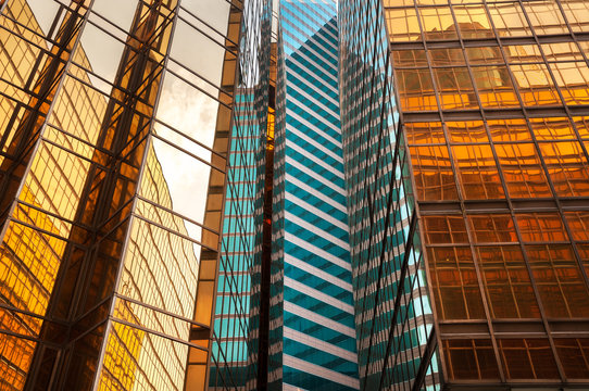 Mirrored office building exterior, Hong Kong