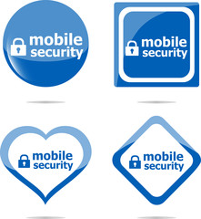 mobile security stickers label tag set, web icon