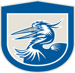 Great Blue Heron Head Shield Retro