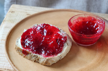 toast with cranberry jam