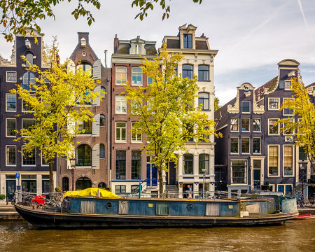 Buildings on canal in Amsterdam