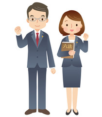 スーツを着た男性と女性／弁護士