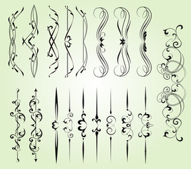 Set of decorative calligraphic elements for editable and design