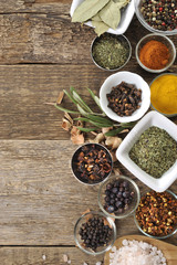 spices on a wooden table