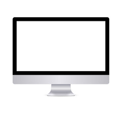 Modern computer display with blank white screen
