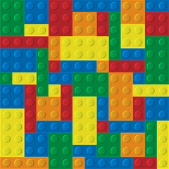 Vector seamless pattern of plastic building blocks