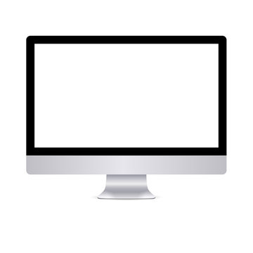 Modern computer display with blank white screen