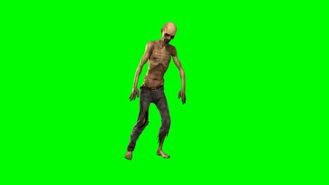 walking dead undead zombie walk  - seperated on green screen