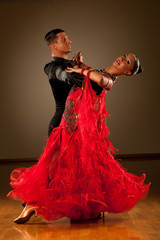  Professional ballroom dance couple preform an exhibition dance