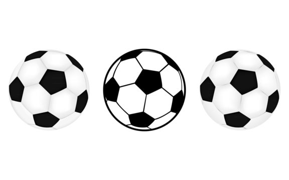 three footballs