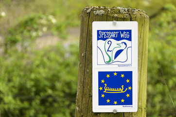 Hinweisschild Wanderweg Spessart