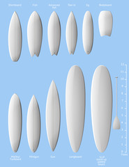 Set of white clean surfboards