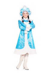 Young brunette wearing like snow maiden
