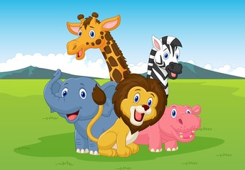 Obraz na płótnie Canvas Happy cartoon safari animal