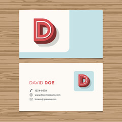 Fototapeta premium Business card template with alphabet letter D.
