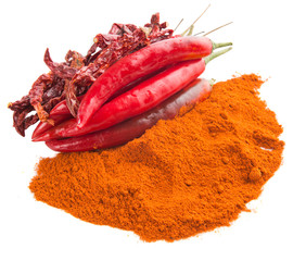 Chili in fresh, powdered and dried form.