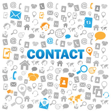 "CONTACT" Icons Poster (call us details customer service help)